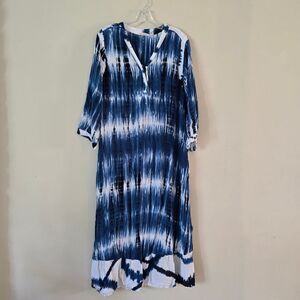 Soft Surroundings Blue Tie Dye Dress Size XL Lagenlook